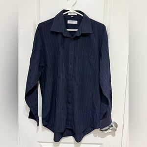 Balmain Men's Dark Blue Pinstripe Shirt